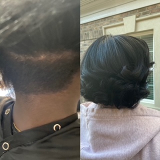 Edge & nape restoration on fine coily strands.