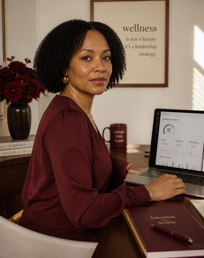 Woman smiling at her My Crown AI dashboard on a laptop