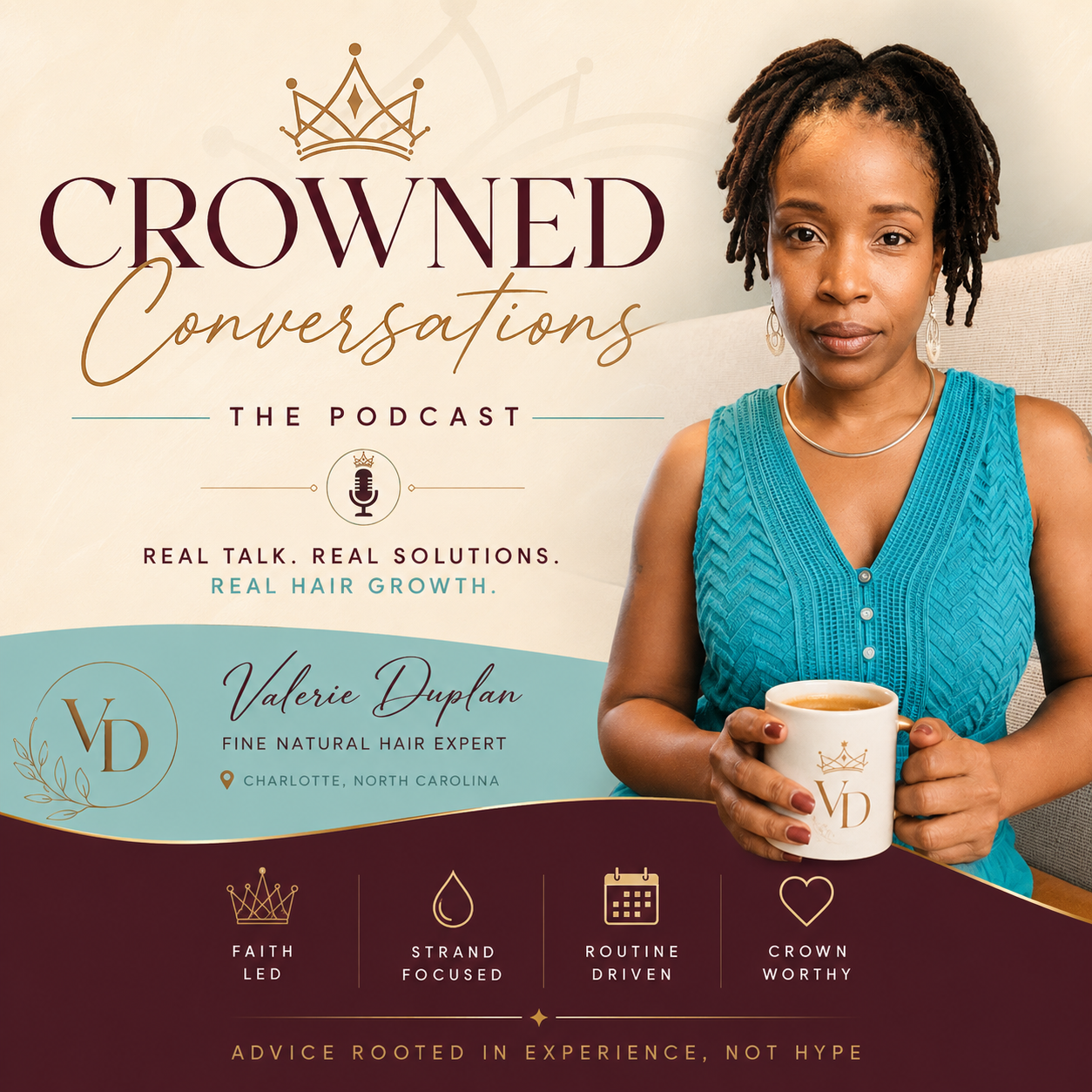 Crowned Conversations podcast cover — Real Talk for Fine Natural Hair